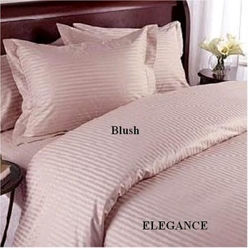 ELEGANCE Egyptian Cotton 500 Thread Count 3 - Pc Sateen Stripe Duvet Cover Blush Queen.