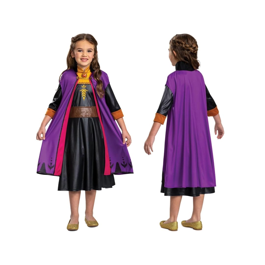 Disney Official Classic Anna Dress Frozen Travelling, Frozen Anna Costume Kids Dress up for Girls, Birthday Christmas Halloween Costume for Kids 3-4 Years