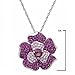 Sterling Silver Flower Pendant Necklace made with Purple Swarovski Crystals