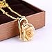ZJchao 24K Women White Gold Rose Pendant Necklace Gift for Her Plated Rhinestone Heart Shaped Present for Christmas, Valentine's Day, Great Anniversary, Mother's Day, Birthday