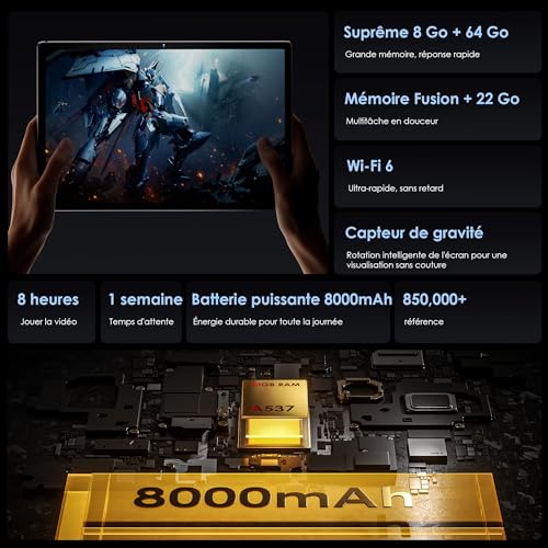 ZENTALITY 10 Inch Android 15 Tablet with 5G WiFi 30GB RAM + 64GB ROM (2TB Expandable), Widevine L1, Octa-Core 2.0GHz/8000mAh/13+8MP/Tablets with Keyboard+Mouse and Case-Black