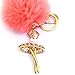 Elesa Miracle Girl Women Fur Ball Rhinestone Ballerina Keychain, Ballet Dancing Girl Handbag Accessories, Car Key Chain Rings Gift Pack (Pink)