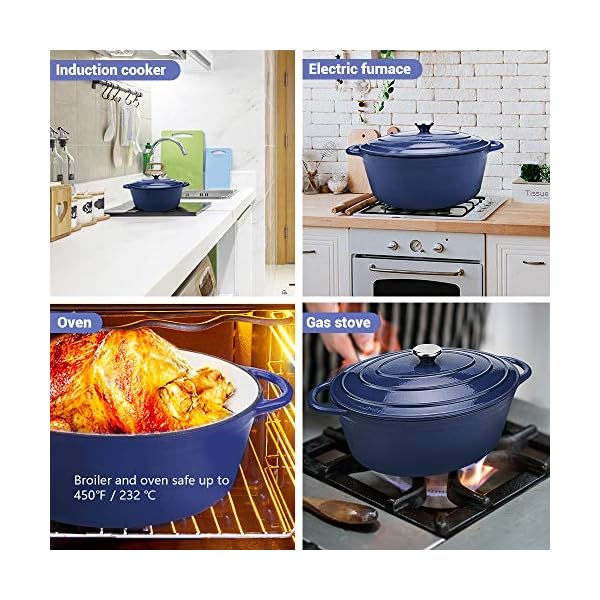 AIDEA Dutch Oven Enameled Cast Iron Oval, Bread Baking Pot with Lid & 7