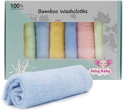 Fairy Baby 8 Pack 100% Organic Bamboo Baby Washcloths Reusable Towels