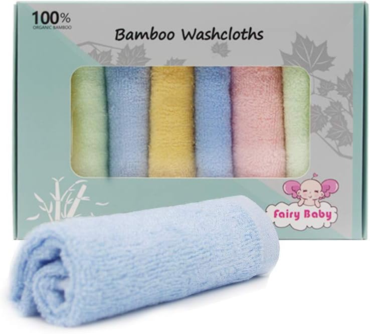 Fairy Baby 8 Pack 100% Organic Bamboo Baby Washcloths Reusable Towels