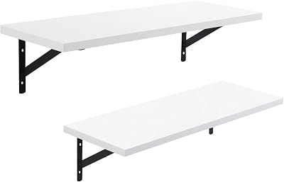 SONGMICS Floating Shelves Set of 2 60 x 21 x 14 cm White LWS02WB
