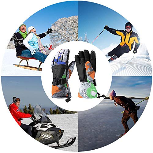 Ski Gloves, Winter Warmest Waterproof and Breathable Snow Gloves for Mens,Womens,ladies and Kids Skiing,Snowboarding (Gray, M)