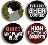 4 x Sherlock Holmes Buttons Pins (Size is 1inch Diameter) BC