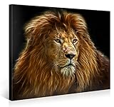 Large Canvas Print Wall Art - RADIANT LION - 40x30 Inch Animal Canvas Picture Stretched On A Wooden Frame - Giclee Canvas Printing - Hanging Wall Deco Picture / e4166