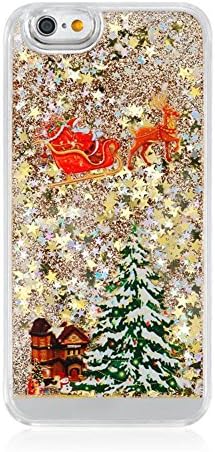 Christmas iphone 5G/5S case 3D Quicksand Quicksand Brilliant Luxury Bling Glitter Liquid Floating Angle Girl Moving Hard Protective Case for Apple iPhone 5G/5S(Christmas Tree-Gold)