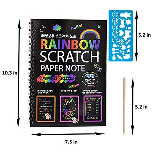image for COONC Scratch Art Notebooks; Rainbow Scratch Paper; Black Doodle Pad w