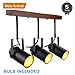 LEONLITE Track Light with Wood Ceiling Base, 3-in-1 Spotlight, Retro Industrial Style, 3 Bulbs Included, for Dining Rooms, Kitchens, Living Rooms, Restaurants, Pubs, 5 YEARS WARRANTY