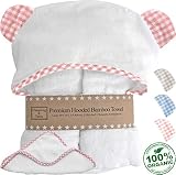 Channing & Yates - Premium Baby Towels for Girls - Hooded Girl Towel & Washcloth Set - Certified Organic Bamboo Baby Towels with Hood - Baby Girl Bath Towels (Pink)
