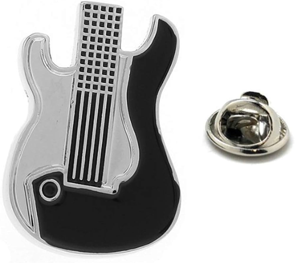 Enamel Pin Guitar Body Lapel Pin Silver Black Enamel Tie
