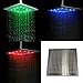DELIPOP Led Rainfall Shower head 12 inch Stainless Steel Showerheads Temperature Control 3 Color Changing 12 Leds for Bathroom
