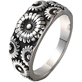 Jude Jewelers Stainless Steel Retro Vintage Sun Flower Floral Wedding Band Cocktail Party Holiday Ring