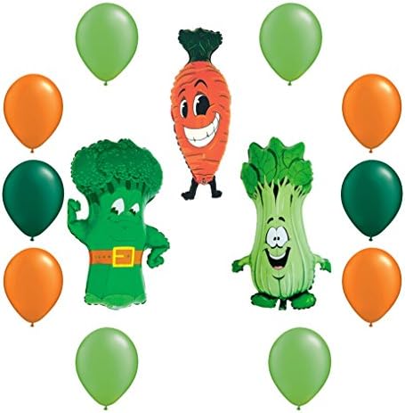 Vegan and Vegetarian, Vegetables Mylar/Foil and Latex Balloons Bouquet (13 Pcs)