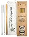 Bamboo Straws - Reusable Drinking Straws Natural | Set of 10 with Cotton Bag & 2 Cleaning Brushes, Kids and Adults | Zero Waste Plastic Alternative | 8in Long