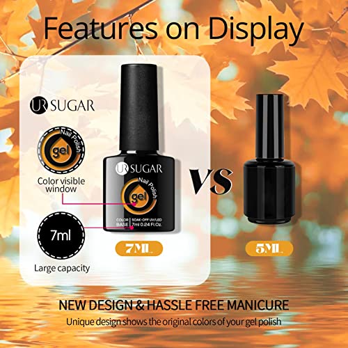 UR SUGAR Fall Winter Gel Nail Polish Set, 6 Colors Maple Pumpkin Burnt Orange Yellow Red Glitter Gel Polish Kit Autumn Halloween Thanksgiving Day Gifts Soak Off Gel Polish Nail Art Manicure Kits - Image 8