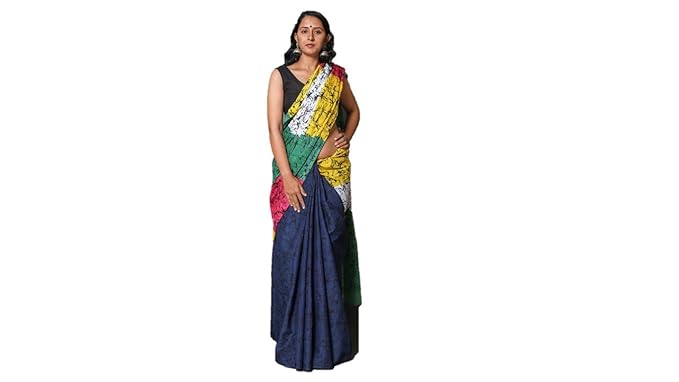 Cotton Hand Block Printed Multicoloured Saree