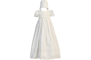 SWEA PEA & LILLI Girls Cotton Christening Gown Dresses with Bonnet Set - Baby or Infant Girl's Christening Dress, White, 12-18 Months