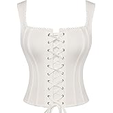 SCARLET DARKNESS Women's Overbust Corset Top Y2K Boned Lace-up Renaissance Pirate Goth Bustier Tops