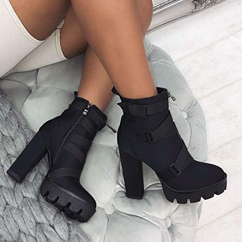 cairo black lycra buckle platform ankle boots