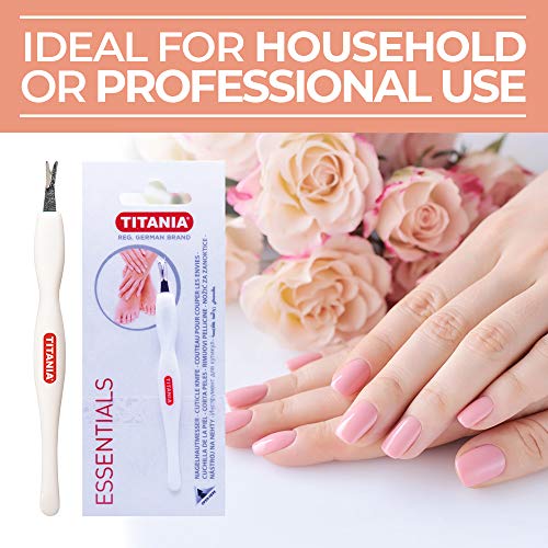 Titania Germany Cuticle Knife - Professional Stainless Steel Cuticle Blade - Clean & Precise Dead Skin Callus & Nail Remover for Toenail & Fingernail Grooming