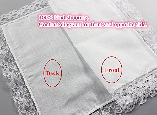 Womens/ Ladies Lace White Cotton Handkerchiefs Small Wedding Hankies Pack