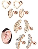 Milacolato 16G Cartilage Tragus Earrings Set for Women Girls Helix Conch Daith Piercing Jewelry 4 Pairs Rose