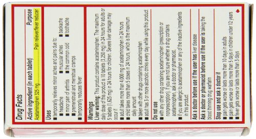 TYLENOL REGULAR STRENGTH TABLETS WITH 325 MG OF ACETAMINOPHEN, FEVER REDUCER & PAIN RELIEVER FOR HEADACHE, BACK ACHE, MUSCLE PAIN & MENSTRUAL CRAMPS, 2 PACK