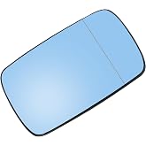 INFINAUTO for BMW E39 E46 330i 325i 328i 525i Passenger Right Side Mirror Glass with Backing Plate Heated Blue Tinted Glass