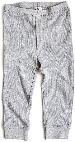 Goat-Milk Organic Baby Ribbed Thermal Bottom In Heather Gray, 6-12M