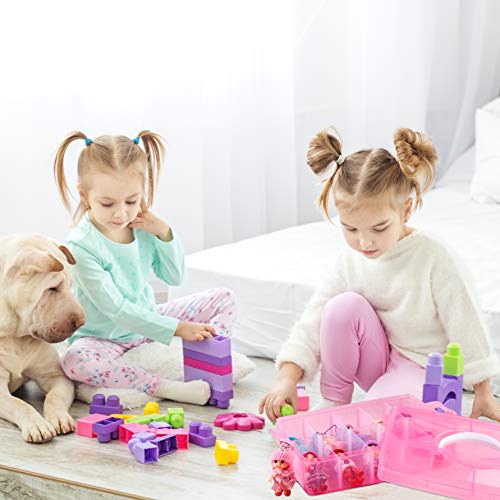 SGHUO 3Tier Pink Craft Storage Container, Stackable Organizer Box with