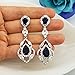 SELOVO Silver Tone Sapphire Color Navy Blue Cubic Zirconia Drop Earrings Jewelry