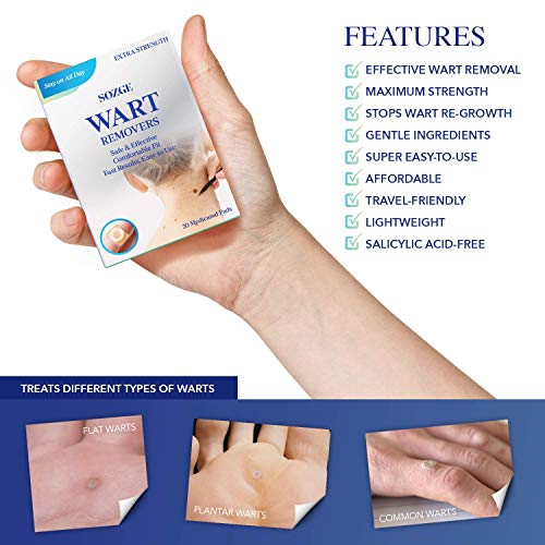 SOZGE Wart Pads Maximum Strength Wart Pads for Flat Warts, Plantar
