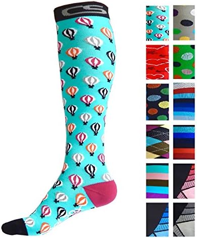 Compression Socks for Men &amp; Women - BEST Graduated Athletic Fit for Running, Nurses, Shin Splints, Flight Travel, Maternity Pregnancy - Boost Stamina, Circulation &amp; Recovery (Cool Balloons, S/M)