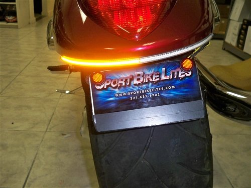 Suzuki Boulevard M109R Fender Eliminator LED Turn Signal Kit with Tag Light and Bracket - Amber Turns with Clear Lens