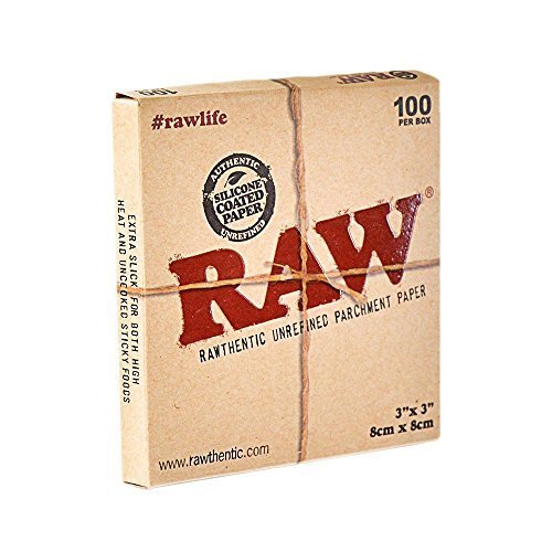 RAW Unrefined Parchment Paper Squares 3 x 3 100 Sheet Pack by RAW