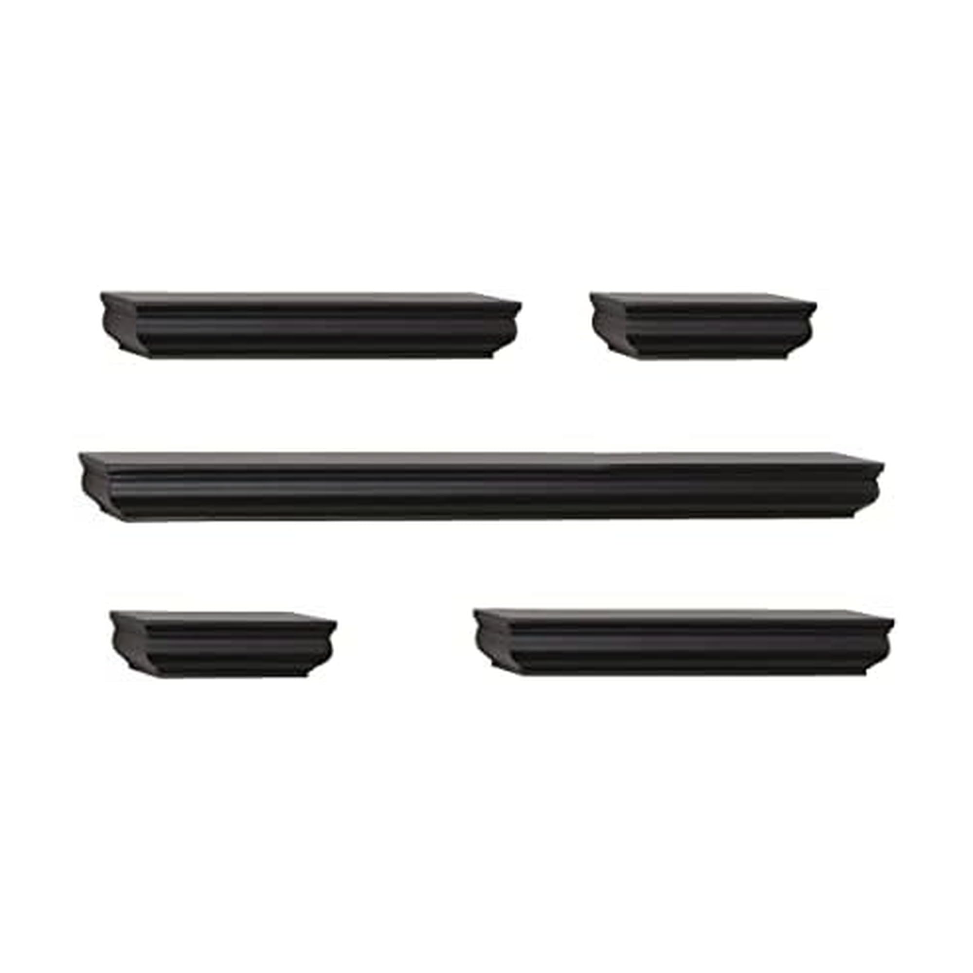 MELANNCO 5238468 Floating Wall Mounted Moulding Shelf, Set of 5, Black