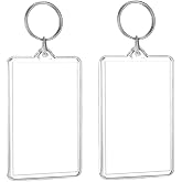 Myuiao 2pcs Clear Plastic Picture Frame Keychain Rectangle Shapes Blank Photo Keychains Photo Display Plastic Blank Keychain Clip Photo Holders Photo Albums, Frames and Accessories