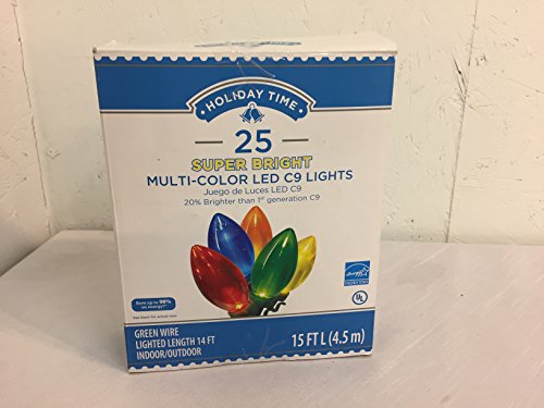 Holiday Time 25 Super Bright Multi-Color LED C9 Lights