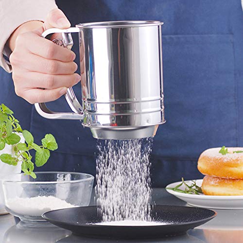 ShineMe Hand-held Flour Sifter Stainless Steel with Handle, Fine Mesh Sieve for Baking