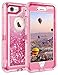 Coolden Case for iPhone 8 Case Protective Glitter Case for Women Girls Cute Bling Sparkle 3D Quicksand Heavy Duty Hard Shell Shockproof TPU Case for 4.7 Inches iPhone 6 6s 7 8 SE 2020, Pink