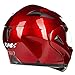ILM Motorcycle Helmets Modular Dual Visor Flip-up Full Face Street Bike Racing Helmet DOT 5 Colors Model 808 (L, Red)