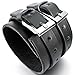 INBLUE Men's Alloy Genuine Leather Bracelet Bangle Cuff Silver Tone Black Cord Adjustable