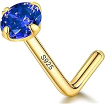 Amazon.com: 14k Gold Plated Sterling Silver L Shaped Nose