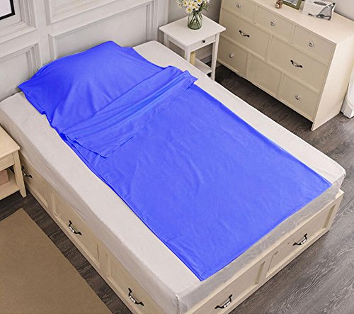 YUEDGE Travel And Camping Sheet Sleeping bag Liner Compact Sleep Bag And Sack For Travel, Youth Hostel, Picnic, Plane, Train(Blue) - Thumbnail 5