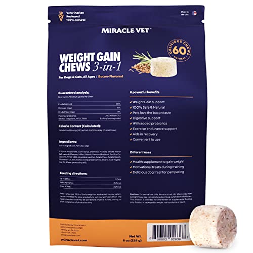 Miracle Vet Weight Gaining Chews for Dogs & Cats. 3,000 Calories per