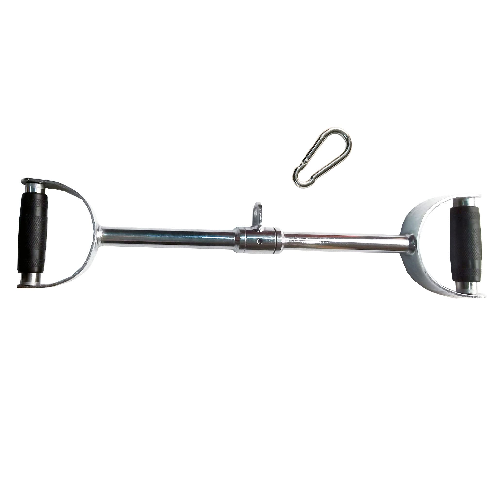 Lat Bar Cable Machine Attachment Curl Pulldown Bar Barbell Revolving Bar, Multi-Exerciser Cable Attachment Bar, Solid Steel Tricep Press Down Bar with Rubber Handgrips & Revolving Hanger (24 Inch)